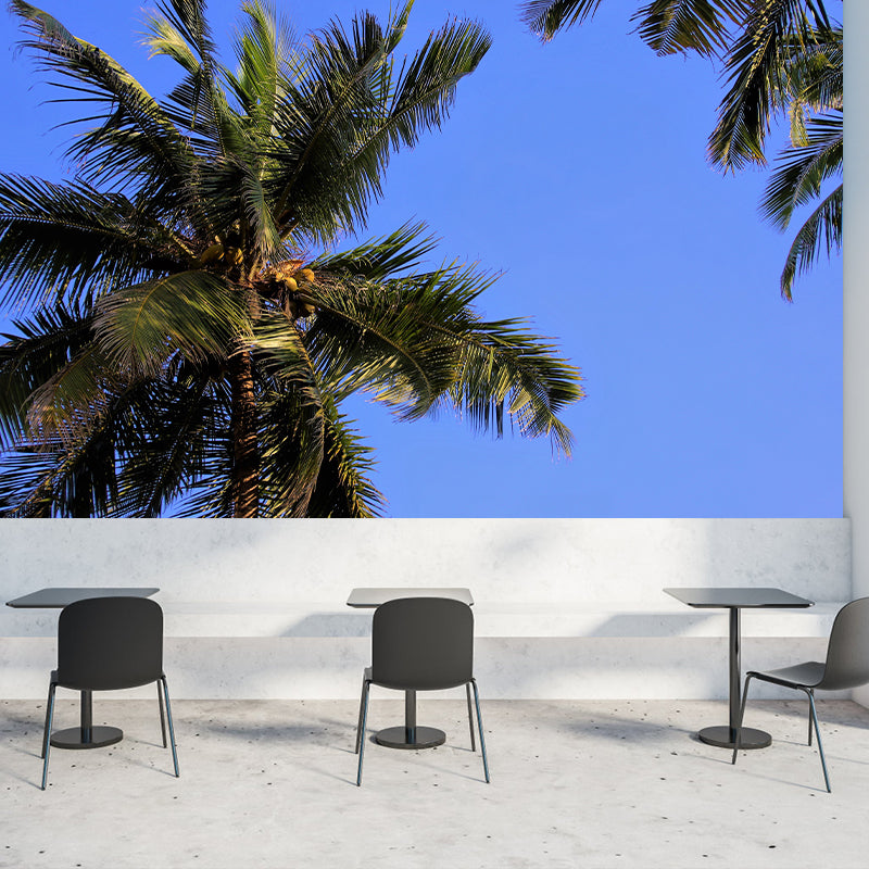 Tropical Trees Mural Decal Green Moisture Resistant Wall Decor for Living Room