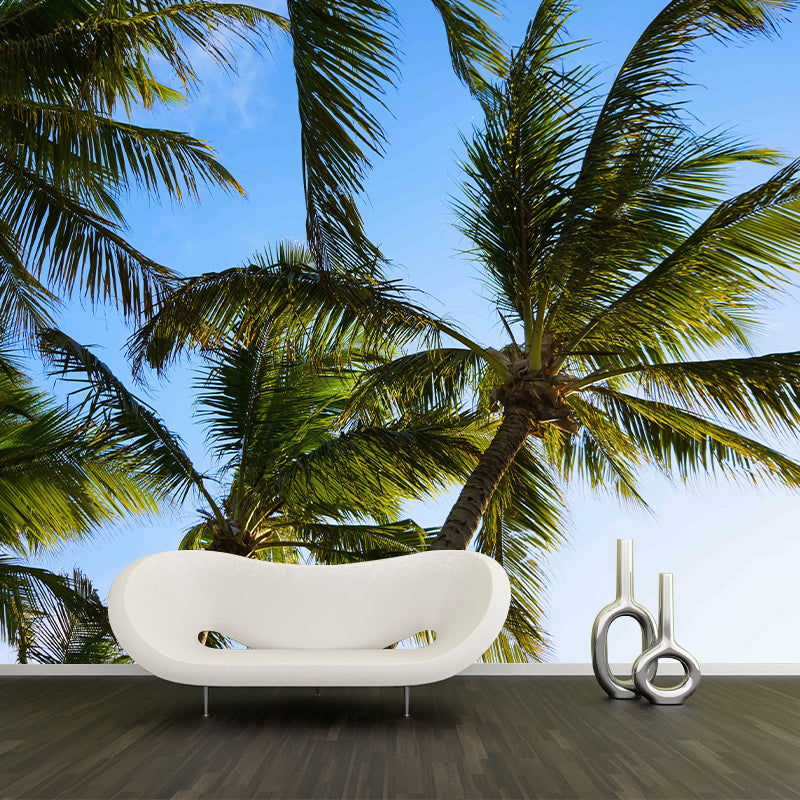 Tropical Trees Mural Decal Green Moisture Resistant Wall Decor for Living Room