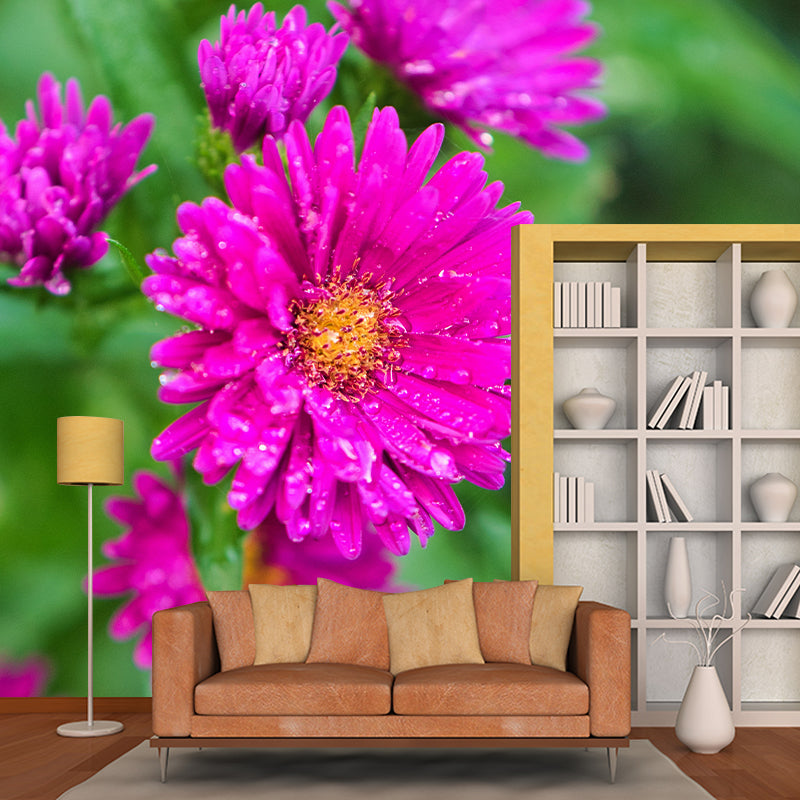 Bright Flowers Mural Decal Modern Wall Covering for Sitting Room, Waterproofing