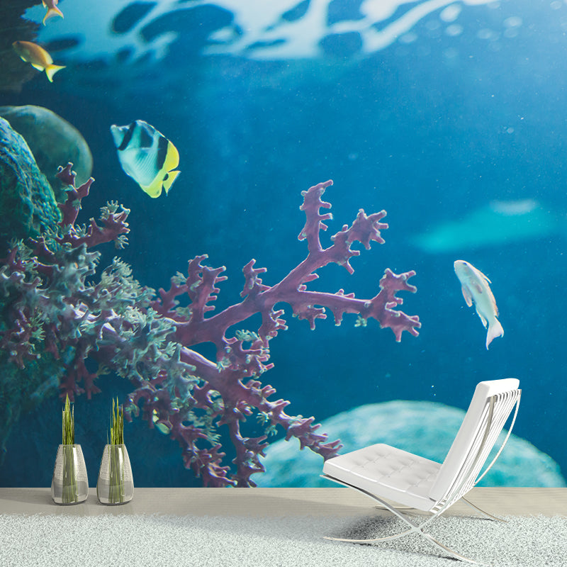 Interesting Seabed Mural Wallpaper Contemporary Wall Covering for Children's Bedroom