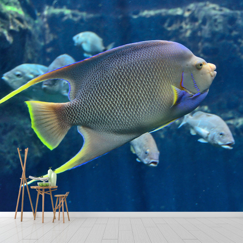 Photography Seabed Mural Decal Blue Wall Decor for Living Room, Custom Size