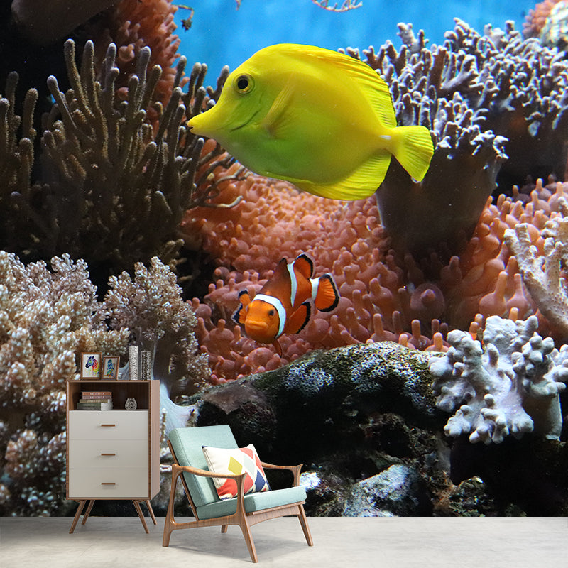 Photography Seabed Mural Decal Blue Wall Decor for Living Room, Custom Size