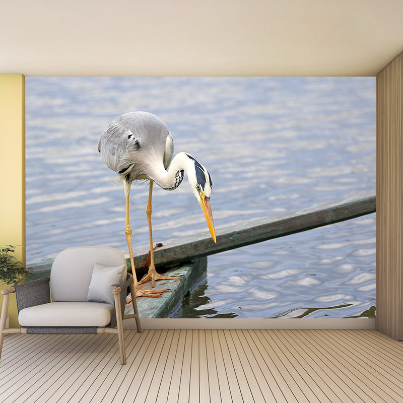 White Crane Mural Wallpaper for Living Room, Waterproofing, Custom Size Available