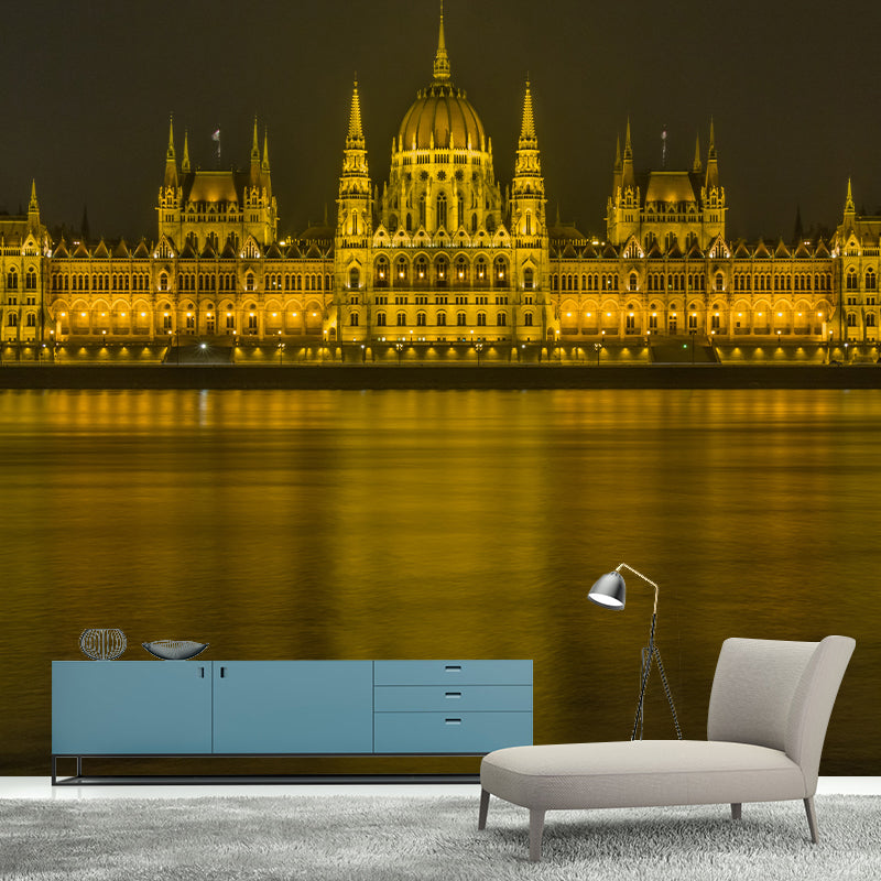 Minimalism City Night Moisture Resistant Meeting Room Wall Decor, Custom Size