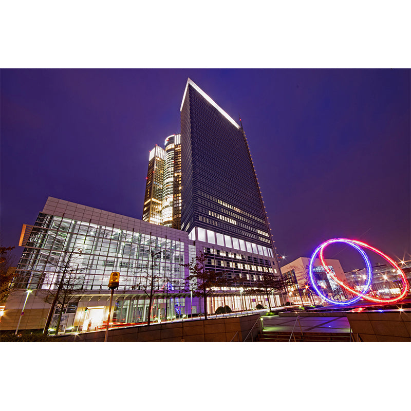 Minimalism City Night Moisture Resistant Meeting Room Wall Decor, Custom Size