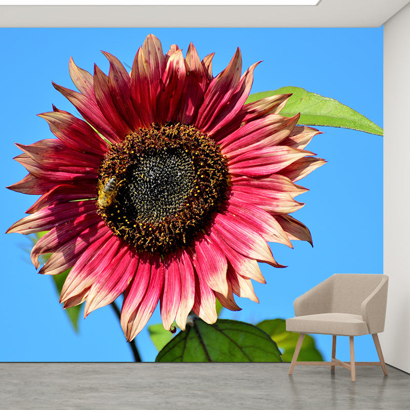 Sunflower Flower Mural Water-Resistant Wall Covering for Sleeping Room