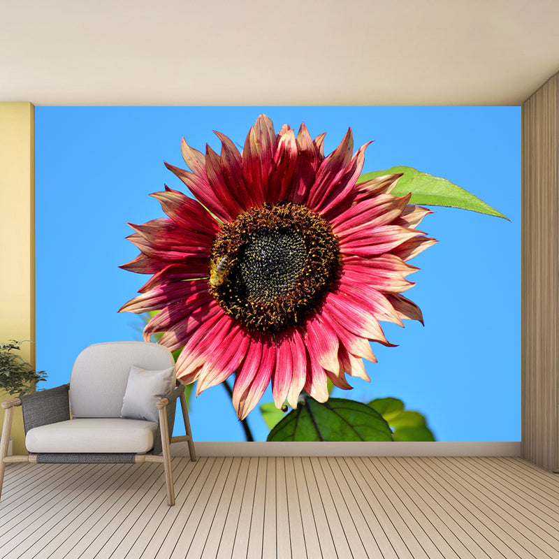 Sunflower Flower Mural Water-Resistant Wall Covering for Sleeping Room