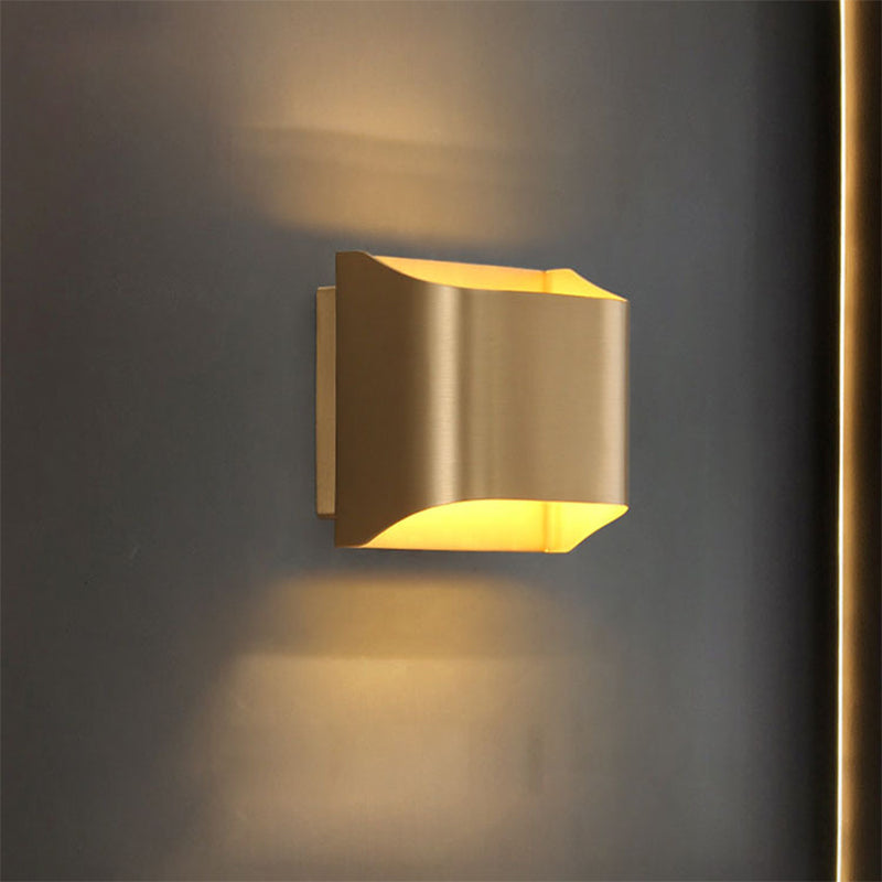 Metal Square Sconce Light Fixture Modern 1 Light LED Gold Wall Lighting Idea for Living Room