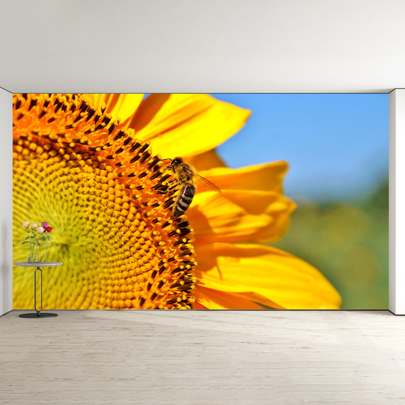 Sunflower Flower Mural Water-Resistant Wall Covering for Sleeping Room