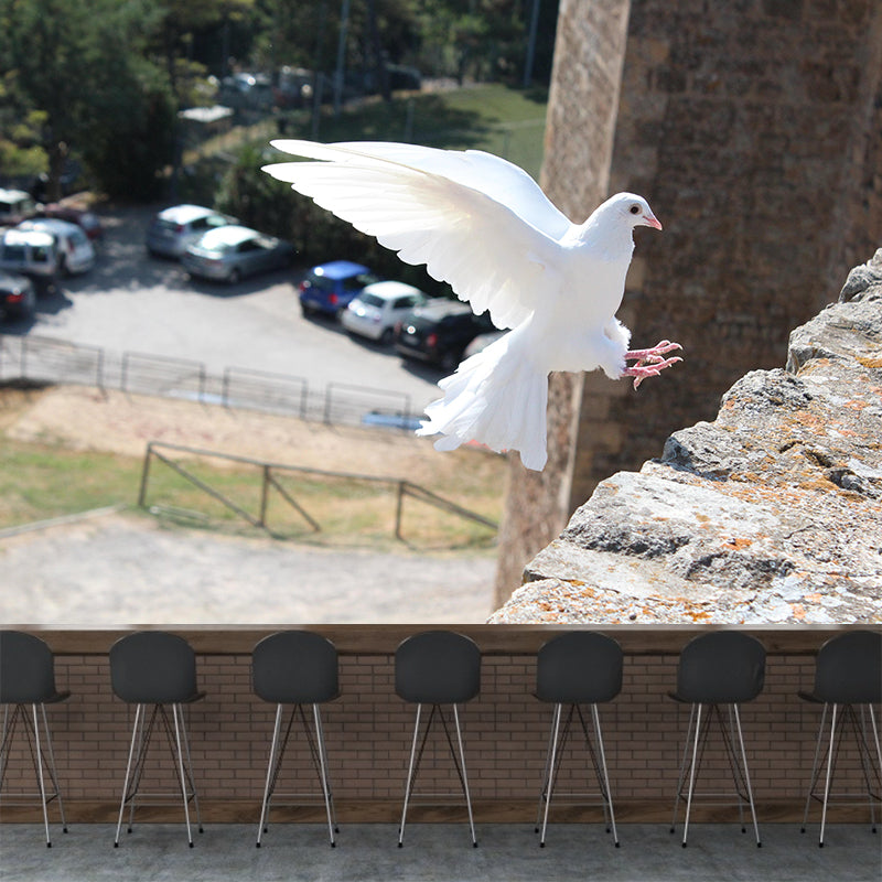 White Pigeon Murals Moisture Resistant Contemporary Hallway Wall Decoration