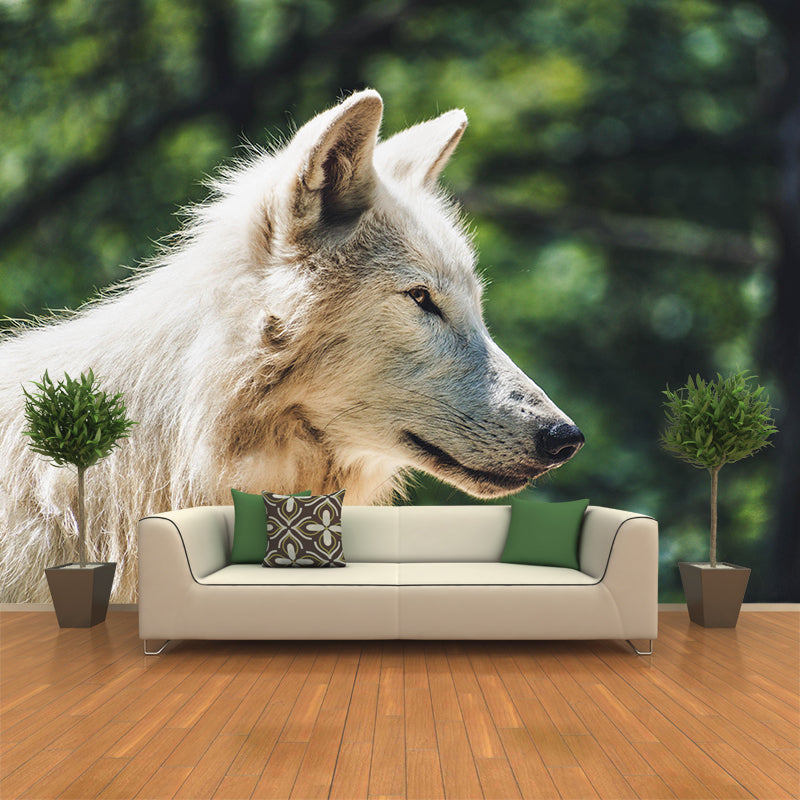 Contemporary Style Wolf Mural Eco-friendly Wallpaper Wall Covering for Sitting Room