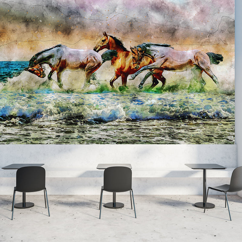 Huge Horse Murals Moisture Resistant Contemporary Hallway Wall Decoration