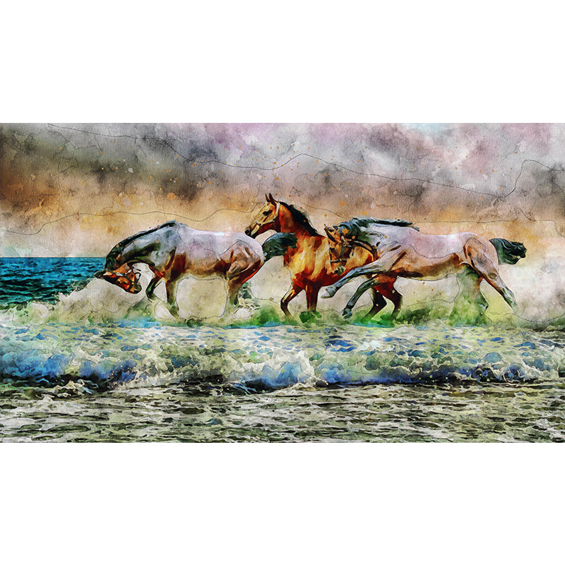 Huge Horse Murals Moisture Resistant Contemporary Hallway Wall Decoration