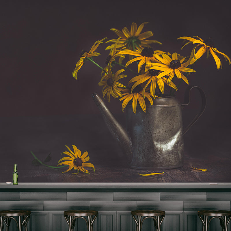 Minimalistische Blumen-Tapete, abnehmbar, schmutzabweisendes Dekor in mehreren Farben