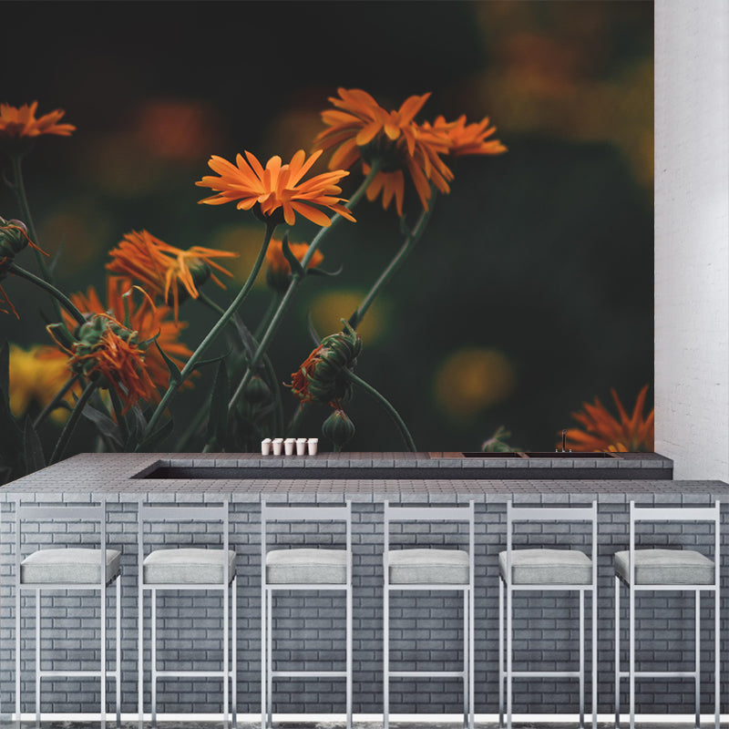 Minimalistische Blumen-Tapete, abnehmbar, schmutzabweisendes Dekor in mehreren Farben