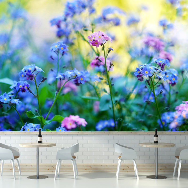 Meerkleurig bloem verwijderbaar muurschilderingbehang Vlekbestendig decor voor slaapkamer