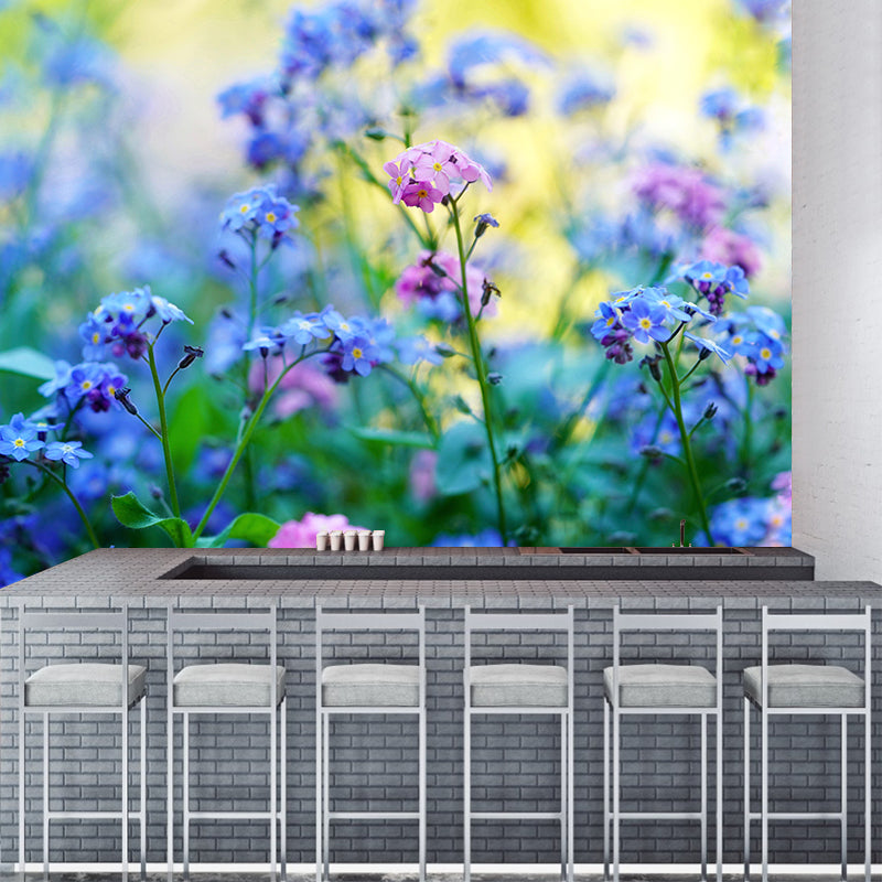 Meerkleurig bloem verwijderbaar muurschilderingbehang Vlekbestendig decor voor slaapkamer