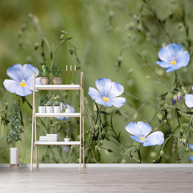 Photography Wall Mural with Blooming Flower Moisture Resistant Wall Decor