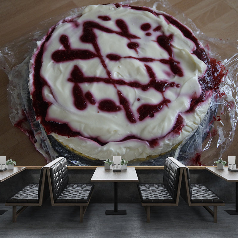 Delicious Cake Mural Commercial Use Contemporary Dessert Shop in Soft Color