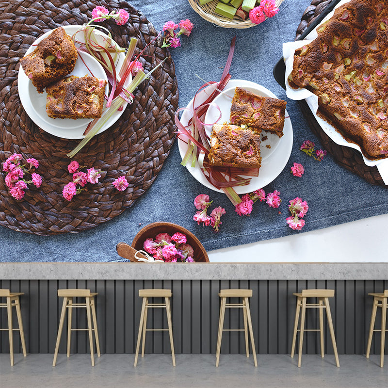 Tasty Dessert Mural Wallpaper Mildew Resistant Business Coffee Shop Wall Decor