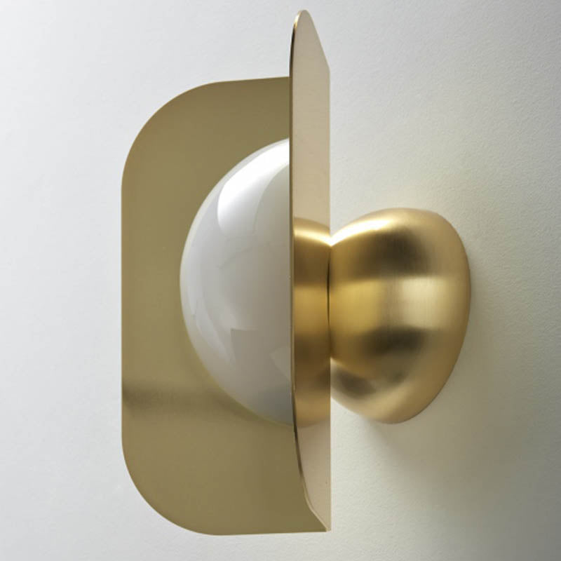 1 Head Bedroom Sconce Light Modernism Gold LED Wall Lighting Fixture with Curved Metal Shade