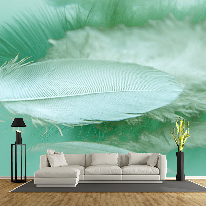 Soft Color Light Feather Mural Wallpaper Wall Covering for Dining Room