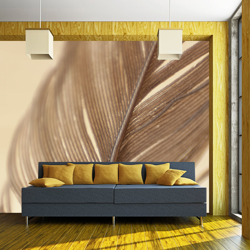 Soft Color Light Feather Mural Wallpaper Wall Covering for Dining Room