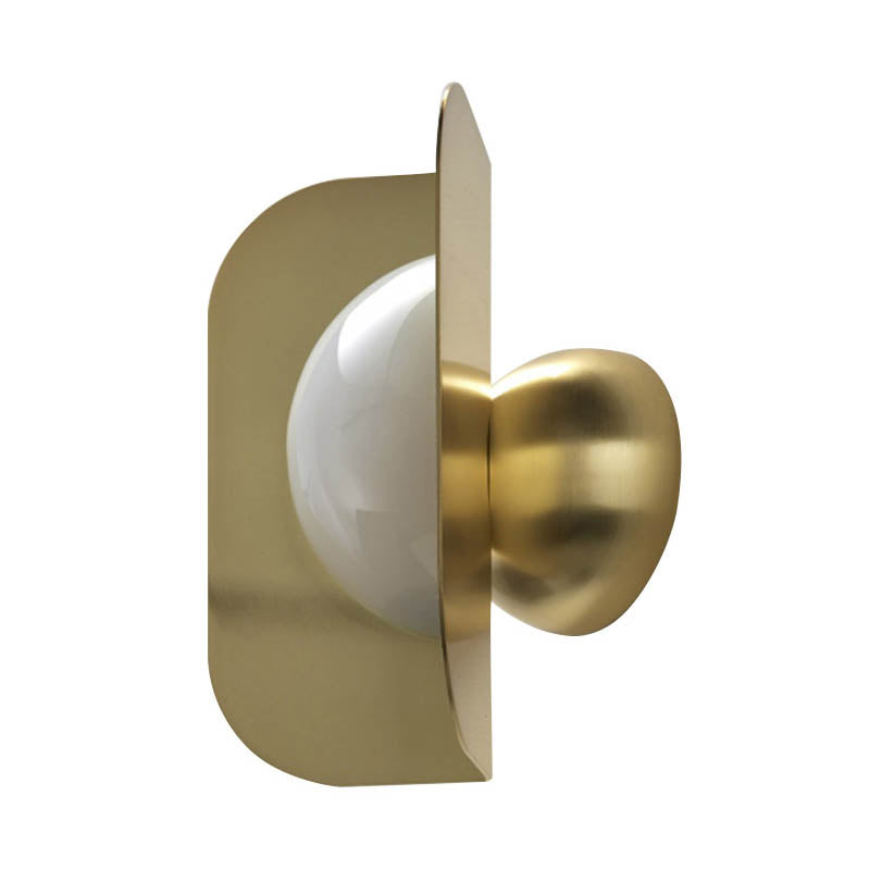 1 Head Bedroom Sconce Light Modernism Gold LED Wall Lighting Fixture with Curved Metal Shade