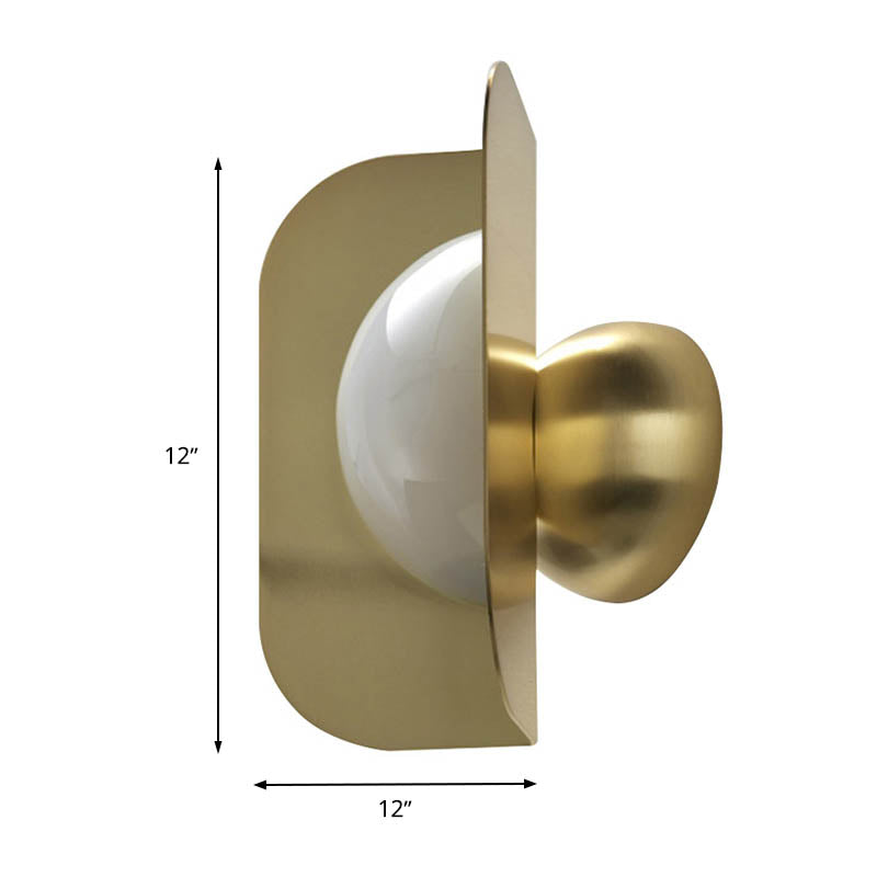1 Head Bedroom Sconce Light Modernism Gold LED Wall Lighting Fixture with Curved Metal Shade