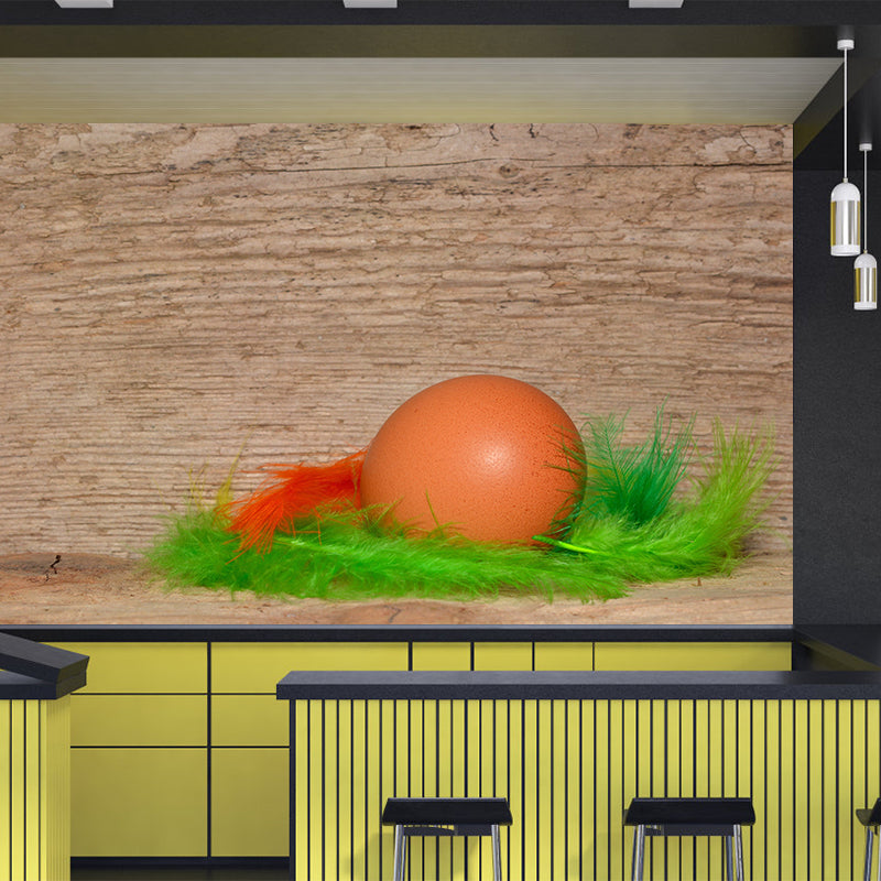 Photography Horizontal Light Feather Mural Wallpaper Wall Covering for Dining Room