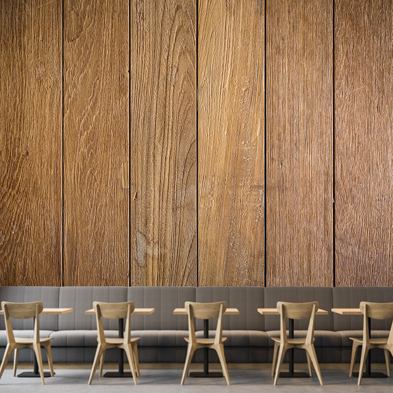 Yellow Wood Texture Mural Wallpaper Contemporary Style Bathroom Wall Decor