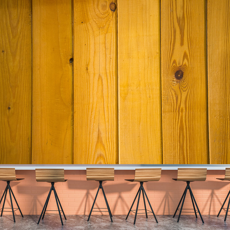 Yellow Wood Texture Mural Wallpaper Contemporary Style Bathroom Wall Decor