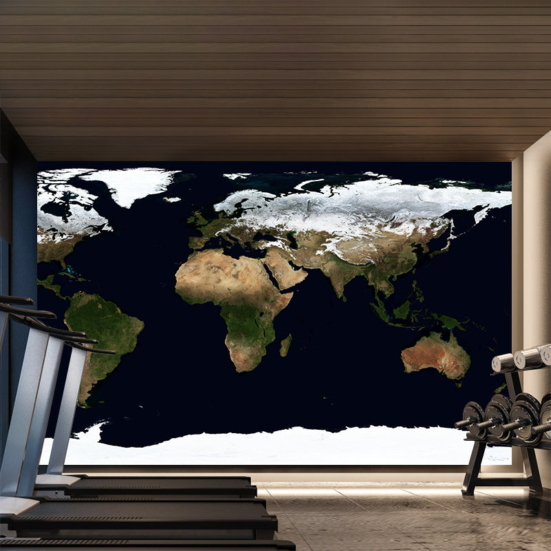 Contemporary World Map Mural Wallpaper Full Size Home Decor for Living Room