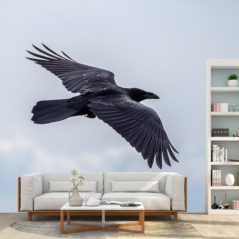 Dark Crow Simple Mural Wallpaper Mildew Resistant Wall Decor for Accent Wall