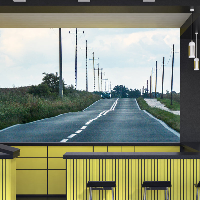 Customized Photography Industrial Mural Wallpaper with Road Pattern in Soft Color