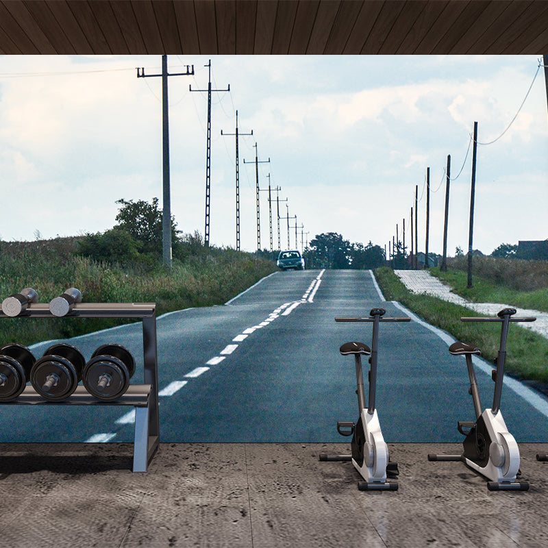 Customized Photography Industrial Mural Wallpaper with Road Pattern in Soft Color