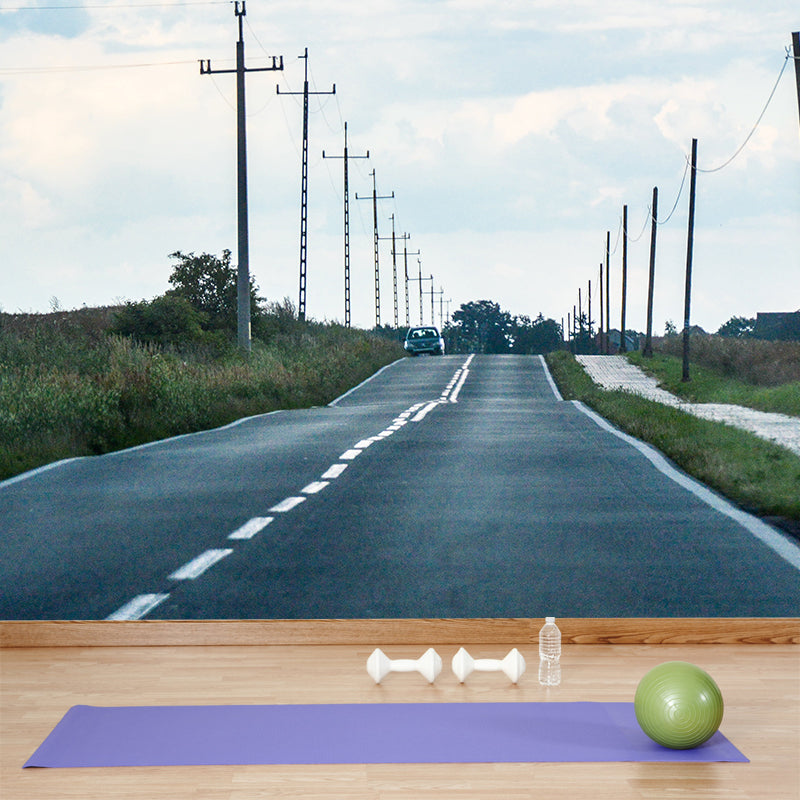 Customized Photography Industrial Mural Wallpaper with Road Pattern in Soft Color