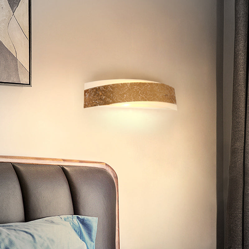 Gold Curved LED Wall Lamp Modernist 2 Lights Metal Wall Mount Lighting for Living Room