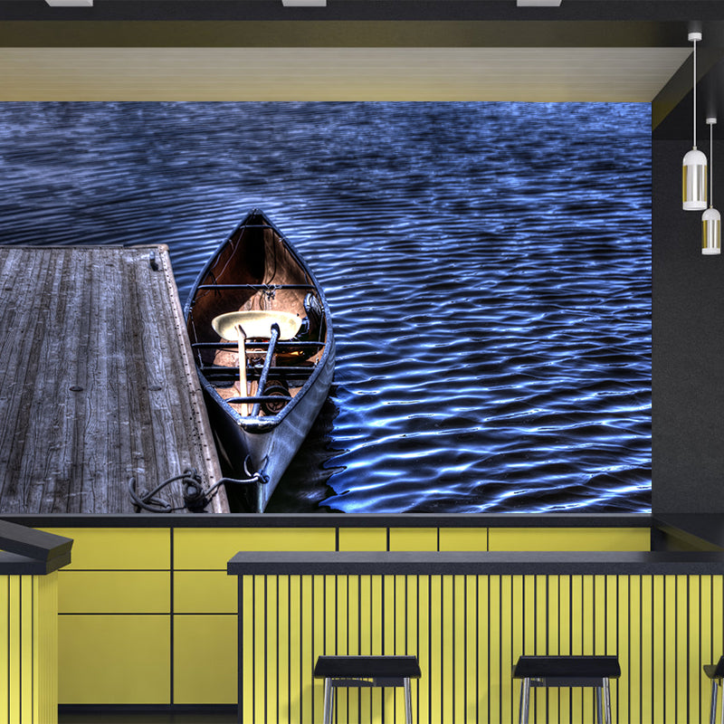 Mildew Resistant Mural with Sea and Boat Pattern Wallpaper for Home Decoration