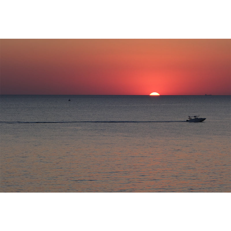 Mildew Resistant Mural with Sea and Boat Pattern Wallpaper for Home Decoration