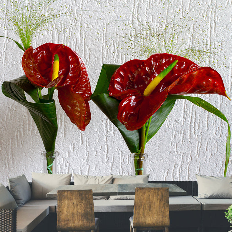 Flower Wall Mural Decal Eco-friendly Wallpaper Resistant for Sitting Room