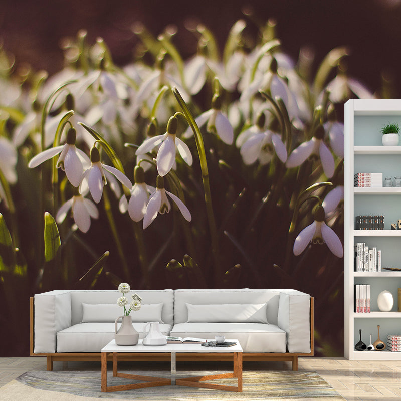 Flower Wall Mural Mildew Resistant Environment Friendly Wall Decor for Bedroom