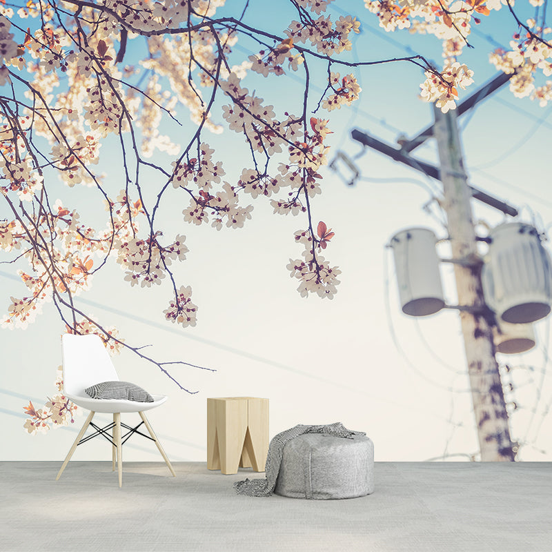 Blooming Flower Wall Mural Moisture Resistant Wall Decor for Dining Room Kitchen