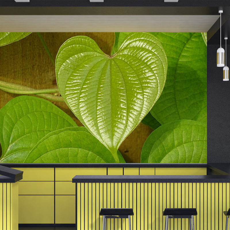 Leaves Wall Mural Decal Moisture Eco-friendly Wallpaper Resistant for Sitting Room