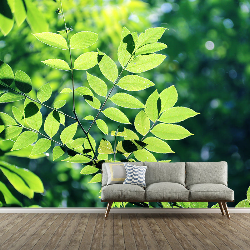 Leaves Wall Mural Decal Moisture Eco-friendly Wallpaper Resistant for Sitting Room