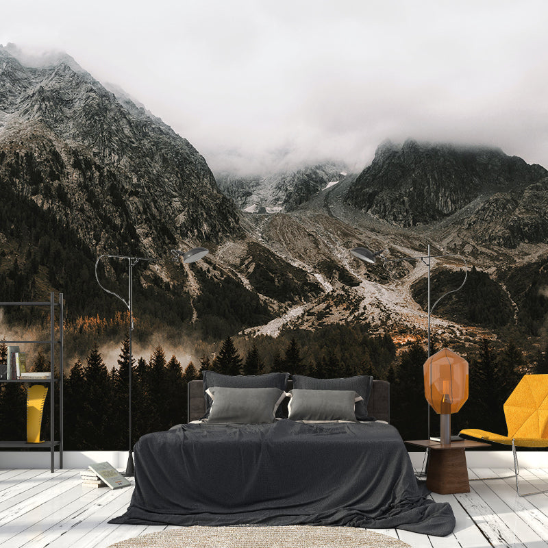 Mountain View Wall Mural Decal Moisture Eco-friendly Wallpaper Resistant for Sitting Room