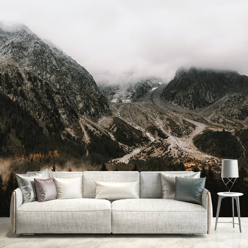 Mountain View Wall Mural Decal Moisture Eco-friendly Wallpaper Resistant for Sitting Room