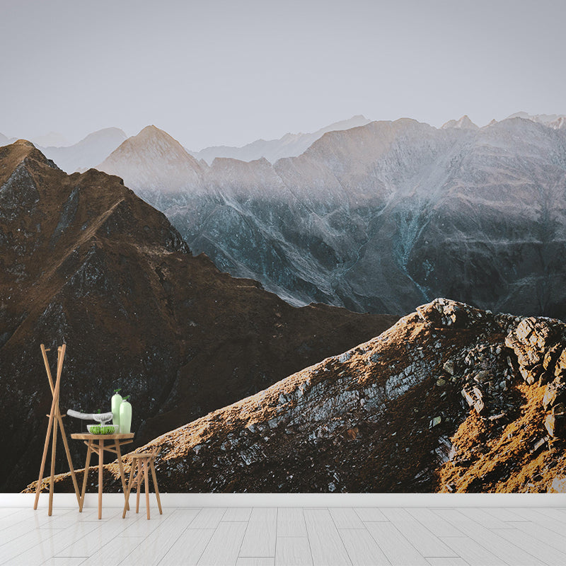 Mountain View Wall Mural Decal Contemporary Style Moisture Resistant for Sitting Room