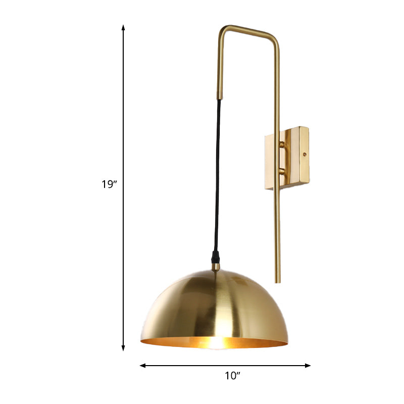 Modernist Dome Sconce Light Fixture Metal 1 Bulb Bedroom Wall Mount Lighting in Brass