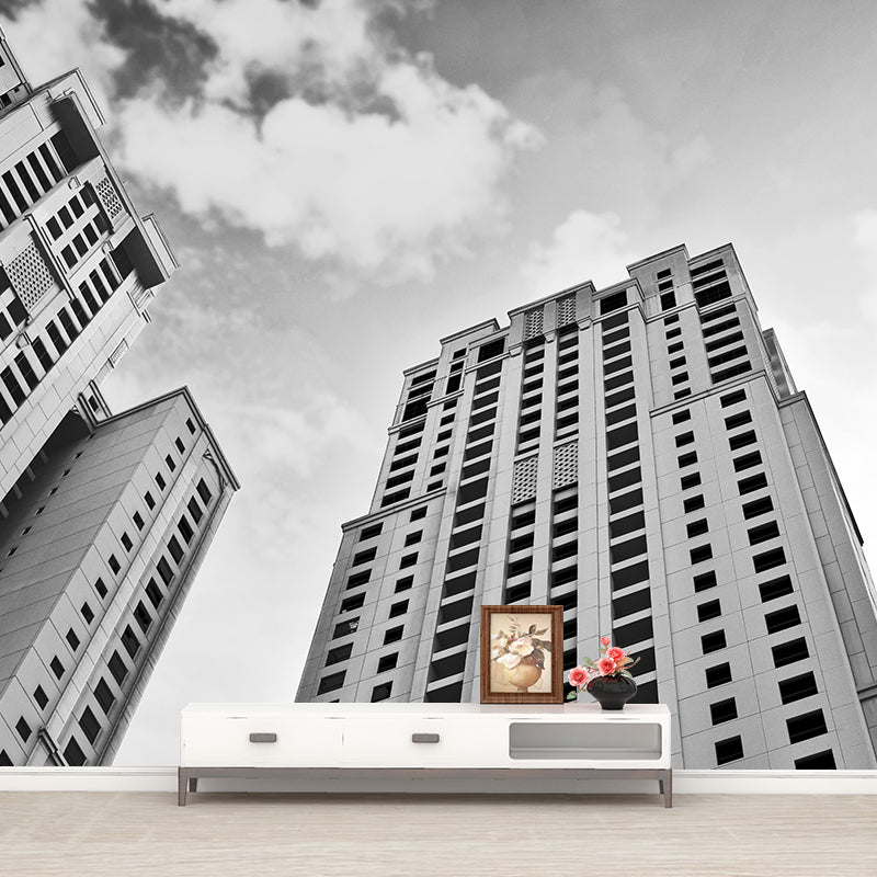 City Photography Horizontal Wall Mural Decal Moisture Resistant for Meeting Room